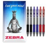 Zebra Sarasa Lot de 6 stylos à bille rétractables à encre gel Pointe de 0,7 mm Encre noire, bleue et rouge