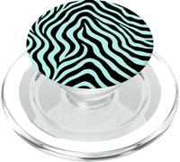 Zebra Stripes Accessories Black with Mint Green Aesthetic PopSockets PopGrip pour MagSafe