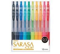 Zebra Pen Stylo à bille gel Sarasa Clip 0,5 mm 10 couleurs JJ15-10CA
