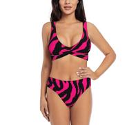 Zebra Tiger Leopard Ensemble bikini pour femme Maillot de bain avec short et haut pour sports nautiques, Noir , XXL
