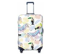 Zebra Toucan Feuilles Tropicales Housses de Bagage de Voyage Housses de Valise Élastique Protection pour Bagages de 45,7 à 81,3 cm, noir, S