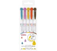 Zebra WFT8-5C-RC Lot de 5 pinceaux pour surligneurs Couleurs raffinées