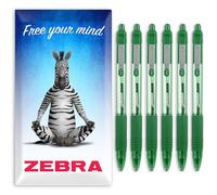 Zebra Z-Grip Coffret Stylo Lot de 6 stylos à bille rétractables à encre lisse Pointe 1 mm Boîte cadeau Vert