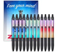Zebra Z-Grip Lot de 12 stylos à bille lisses - Pointe de 1 mm - Encre noire - Corps métallique ombré - Dans une enveloppe cadeau