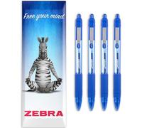 Zebra Z-Grip Lot de 4 stylos à bille rétractables à encre lisse Pointe 1 mm Boîte cadeau Bleu