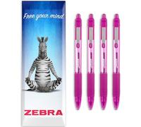 Zebra Z-Grip Lot de 4 stylos à bille rétractables à encre lisse Pointe 1 mm Boîte cadeau Rose