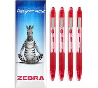 Zebra Z-Grip Lot de 4 stylos à bille rétractables à encre lisse Pointe 1 mm Boîte cadeau Rouge