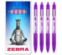 Zebra Z-Grip Lot de 4 stylos à bille rétractables à encre lisse Pointe 1 mm Emballage cadeau Violet