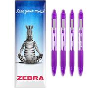 Zebra Z-Grip Lot de 4 stylos à bille rétractables à encre lisse Pointe 1 mm Emballage cadeau Violet
