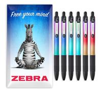 Zebra Z-Grip Lot de 6 stylos à bille lisses - Pointe de 1 mm - Encre noire - Corps métallique ombré - Dans une enveloppe cadeau