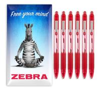 Zebra Z-Grip Lot de 6 stylos à bille rétractables à encre lisse Pointe 1 mm Boîte cadeau Rouge