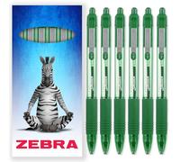Zebra Z-Grip Lot de 6 stylos à bille rétractables à encre lisse Pointe 1 mm Boîte cadeau Vert