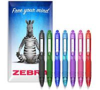 Zebra Z-Grip Lot de 7 mini stylos à bille rétractables lisses - Largeur de la pointe 1 mm - Longueur du corps 11,5 cm - Multicolore - Lot de 7 stylos dans une enveloppe cadeau
