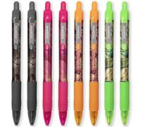 Zebra Z-Grip Lot de 8 stylos à bille rétractables à encre lisse Pointe 1 mm Encre bleue Design tropical Édition limitée