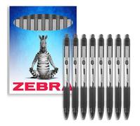 Zebra Z-Grip Lot de 8 stylos à bille rétractables lisses Pointe 1 mm Boîte cadeau Noir
