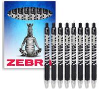 Zebra Z-Grip Pen Funky ¿ Lot De 8 Stylos À Bille Rétractables Avec Motif Animal ¿ Encre Noire (Zèbre)