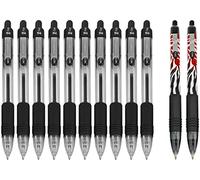 Zebra Z-Grip Retractable Ballpoint Pen - Black Ink - Pack of 10 + 2 Red Flame