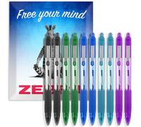 Zebra Z-Grip Smooth Ballpoint Pen - 1.0mm - Essential Set - Black, Blue, Red, Green & Violet Ink - Pack of 10 - in Zebra Packaging