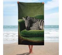 Zèbre allongé sur un canapé vert en velours serviette de plage anti-sable en microfibre grande serviette de douche multi-usages absorbante pour salle de bain piscine 130 x 80 cm