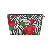 Zèbre Animal Fleur Rouge, Trousse de Toilette Trousse de Maquillage Sac à cosmétiques Trousse de Toilette de Voyage Portable