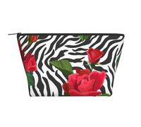 Zèbre Animal Fleur Rouge, Trousse de Toilette Trousse de Maquillage Sac à cosmétiques Trousse de Toilette de Voyage Portable