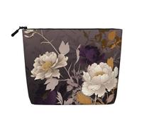 Zèbre Animal Trousse à cosmétiques pour femme - Organiseur de voyage portable avec fermeture éclair, Fleur de pivoine élégante violette, Taille unique
