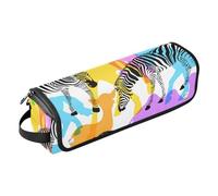 Zèbre avec silhouette colorée d'animaux sauvages, sac à outils de coiffure avec tapis résistant à la chaleur, sac de rangement portable pour fer à friser, fer à lisser, brosses, pinces et élastiques à