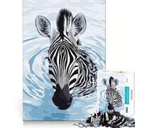 Zèbre dans l'eau Art numérique Puzzle de 1000 pièces Exercices cérébraux ludiques Pièces précises et sans Couture Passe-Temps Fascinant pour Les Moments de détente (50x75cm)