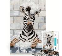 Zèbre dans Un Bain moussant Puzzle de 1000 pièces pour Adultes Entraînement cérébral Amusant Pièces Robustes et nettes Activité apaisante pour Une Pause mentale (38x26cm)