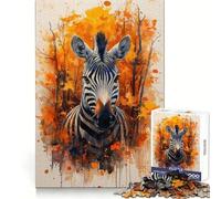 Zèbre en Automne Puzzle de 1000 pièces pour Adolescents Développement de la capacité d'analyse Attente apaisante Pendant Les Moments de détente Idée Cadeau de Noël (38x26cm)