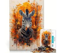 Zèbre en Automne Puzzle de 1000 pièces pour Adolescents Jeu de Train cognitif Aucun Espace Ajustement Parfait Format Compact Amusant pour des Moments de Jeu en Famille (38x52cm)