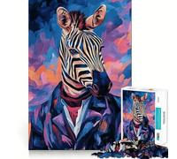 Zèbre en Costume Puzzle de 1000 pièces pour Adultes Jeu de Concentration mentale Activité de découpage de Haute précision Activité de Partage et de renforcement des Liens familiaux (38x26cm)