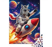 Zèbre Fusée Espace 1000pcs Mini Puzzle pour Adultes Difficile | 38x26cm Carton Décor Salon Structure Durable Cadeau Anniversaire Entraînement Cérébral