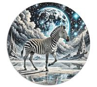 Zèbre galopant sur Le Sable 7 1000 Pièces Puzzles Classiques Animaux Puzzle Rond pour Adultes Et Enfants Encastrement Parfait Jeu D'Intelligence De l'art De La DécoRat ION Moderne 1000pcs (