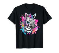 Zèbre mignon avec crinière arc-en-ciel aux couleurs vives T-Shirt