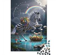 Zèbre Puzzle 1000 Pièces Jouet en Bois Divertissement Créatif Décoration Intérieure Cartoon Fairy Tales Challenge Toy Adultes & Enfants des 14 Ans 1000pcs (75x50cm)