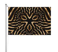 Zèbre sauvage d'Afrique à rayures noires et dorées,Drapeau de jardin, bannière décorative, drapeau double face, 2 x 3 pieds, pour extérieur et intérieur