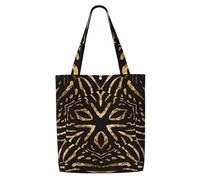 Zèbre sauvage d'Afrique à rayures noires et dorées，Sacs d'épicerie réutilisables, sacs fourre-tout de grande capacité, sac à bandoulière en toile