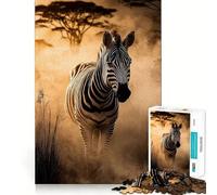 Zèbre sous Une lumière dorée Puzzle de 1000 pièces pour Adultes Entraînement cérébral Amusant Découpe de précision Bords Lisses Activité captivante pour des soirées tranquilles (38x52cm)