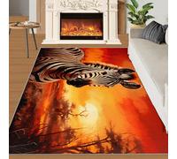 Zèbre Tapis Magnifique Coucher De Soleil RougeTapis pour Chambre Prairie Naturelle 140x200 Rug Zèbre Rug Tapis Antidérapant Lavable en Machine pour Zones à Fort Trafic