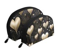 Zèbre Tigre Léopard Rose Coquillage Portable Trousse de Maquillage (2 Pièces), Trousse de Toilette de Voyage Zippée pour Cosmétique, Amour lumineux, Taille unique
