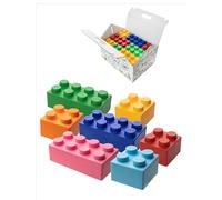Zebrix XXL - 50 blocs de construction à pince - 7 couleurs - Grands blocs de construction en rose, bleu clair, orange, rouge, vert, bleu et jaune - (50 pierres) - Pour bébés et enfants - Fabriqué en