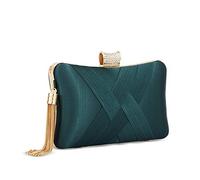 Zebrum Pochette de soirée de designer, sac à main de soirée, pochette de soirée pour portefeuille, porte-monnaie pour jeune femme - Vert - Grand pompon vert foncé élégant.,