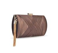 Zebrum Pochette de soirée de designer, sac à main de soirée, pochette de soirée pour portefeuille, porte-monnaie pour jeune femme - Marron - Élégant pompon marron,