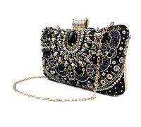 Zebrum Pochette de soirée de designer, sac à main de soirée, pochette de soirée pour portefeuille, porte-monnaie pour jeune femme - Noir - Perles noires,