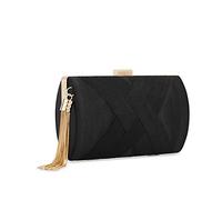 Zebrum Pochette de soirée de designer, sac à main de soirée, pochette de soirée pour portefeuille, porte-monnaie pour jeune femme - Noir - Pompon noir élégant,