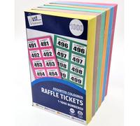 ZEBTON 4 x Livres de Billets de Tombola 1-1000 Billets de Vestiaire Tirage au Sort Tirage au Sort Tombola Tirage au Sort et événements caritatifs Couleurs Assorties (4)