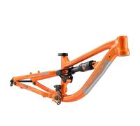 ZECHAO Cadre de VTT en Alliage d'aluminium 20 Pouces, axe traversant 12 * 148 mm, Freins à Disque, Suspension 255 mm, Cadre de VTT Semi-Rigide avec amortisseurs arrière.(Orange)