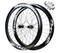 ZECHAO Paire Roues de Vélo Route en Fibre Carbone 700C,Frein À Disque Avant 2 Arrière 4 Roulements Axe Traversant 15 * 100/12 * 142mm 28H Mid Lock Frein Disque 7-12 Vitesses Wheelset(Black-MS)