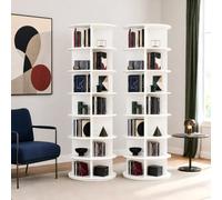 ZECIIYE Bibliothèque Rotative 360°,7 Niveaux,Lot de 2,Blanc,161,8 cm